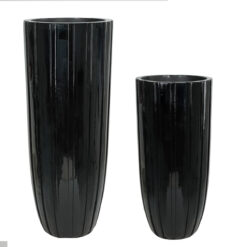 Vaso Alto in Vetroresina Nero Lucido, 2 Misure
