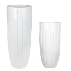 Vaso Alto in Vetroresina Bianco Lucido, 2 Misure