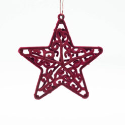 Stella 3D Natalizia in Velluto Bordeaux 8 cm