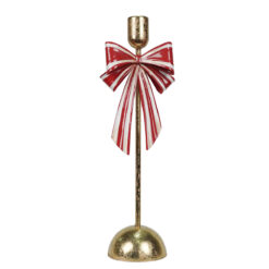 Candelabro Natalizio in Metallo con Fiocco Rosso – 2 Misure