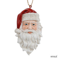 Testa di Babbo Natale da Appendere in Resina H.12 cm - 2 Modelli